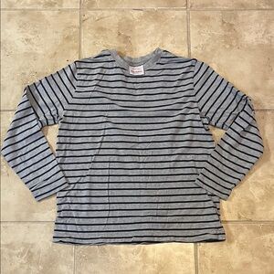 Hanna Andersson Gray and Black Striped Long Sleeve Tee